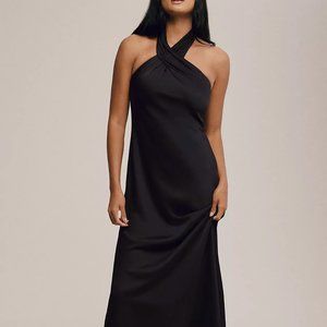 BHLDN Ruby Twist Halter Satin Gown